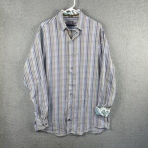 Luchiano Visconti Black Mens Shirt Long Sleeve Button Down Floral Flip Cuff sz L